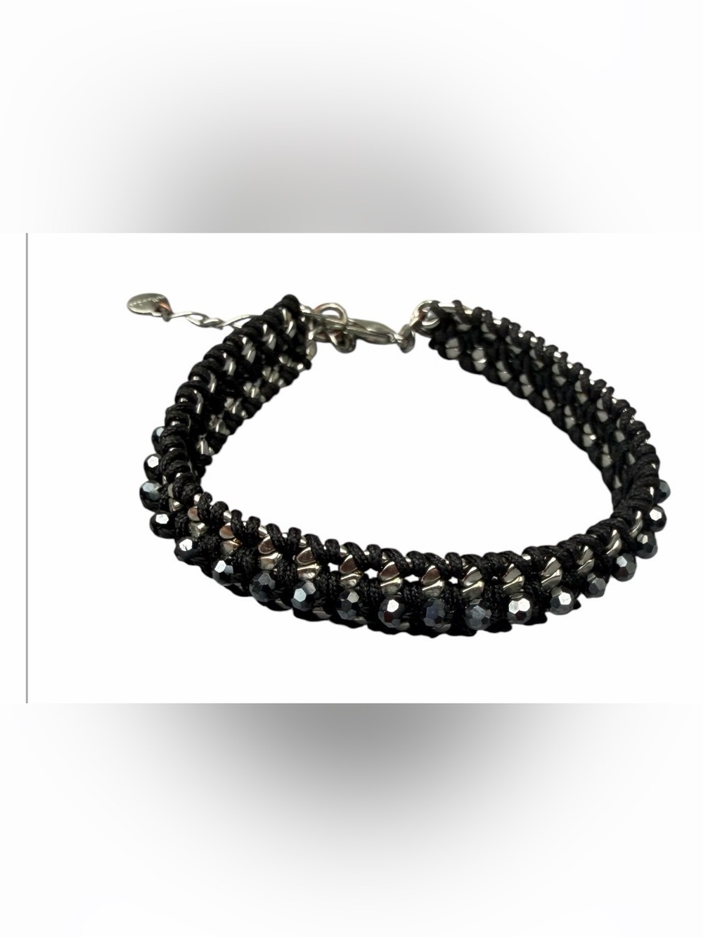Stella & Dot Black Beaded Braided Bracelet